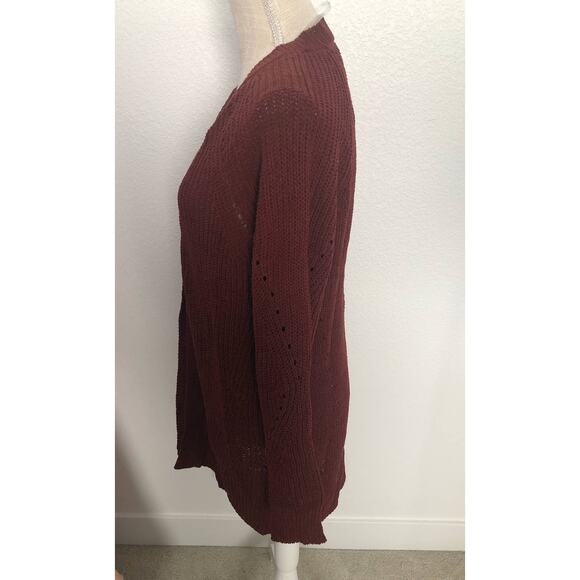 Love Ellie Rust Red Anna Pointelle Detail Cardigan - M - Picture 2 of 3